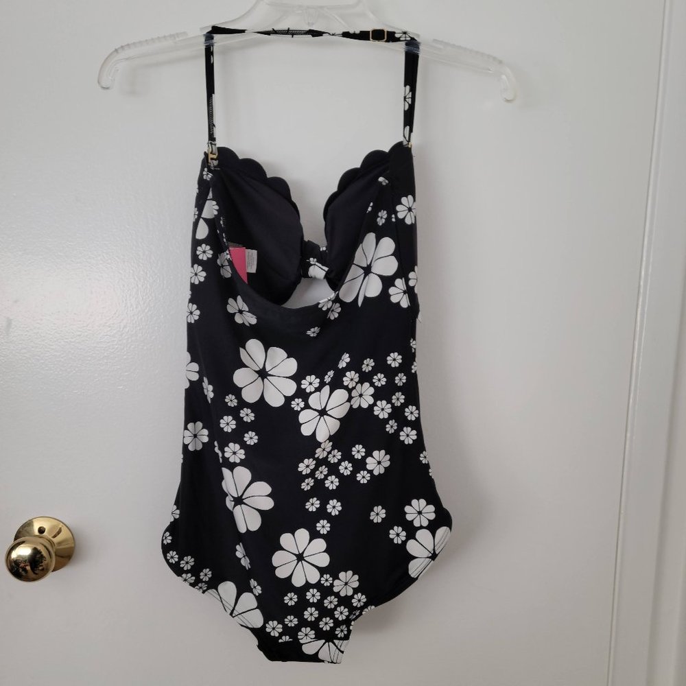 NWT Kate Spade Black White Floral Swimsuit - Picture 3 of 5